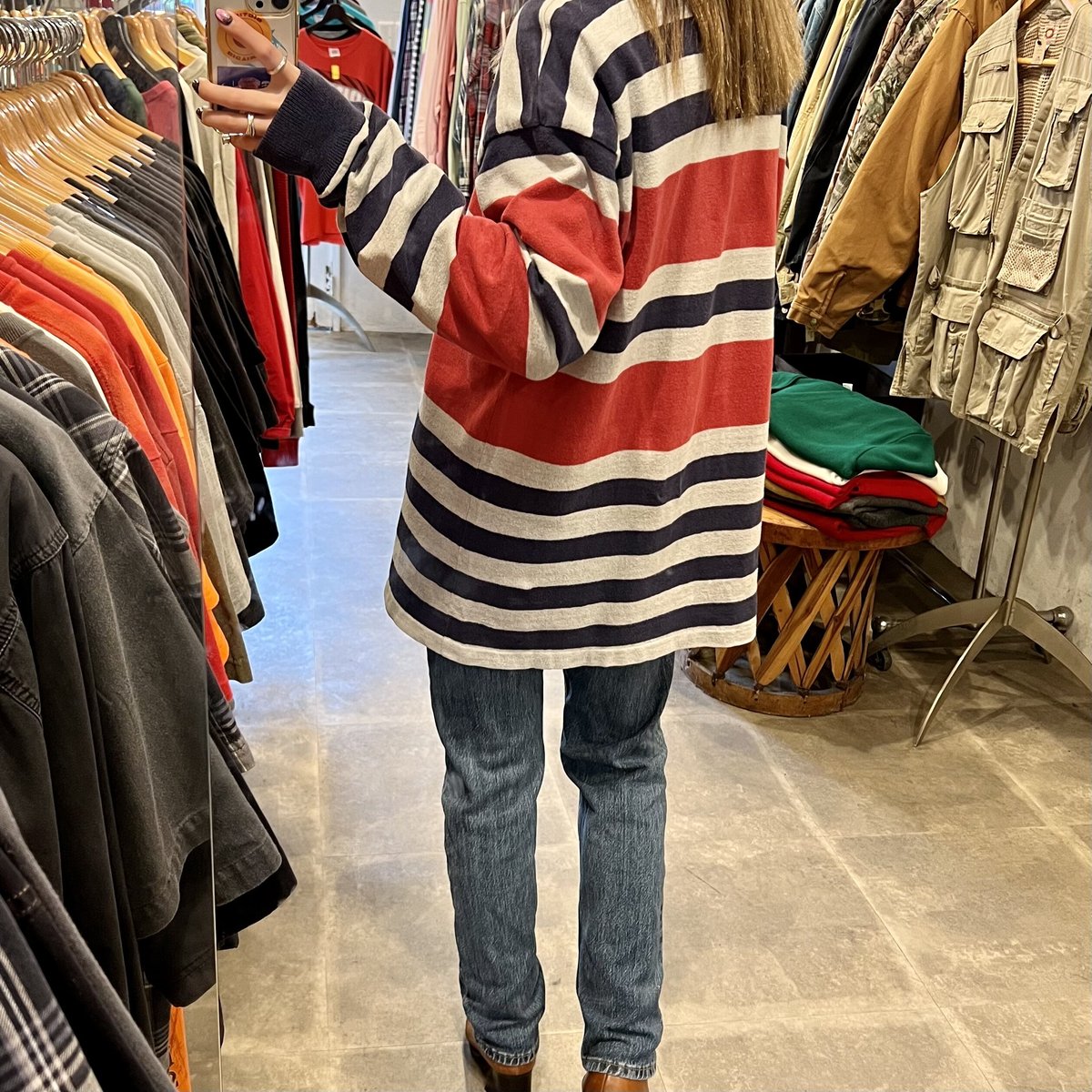 90s LLBean ラガーシャツ エルエルビーン ボーダー柄 USA製 (S3507) | 