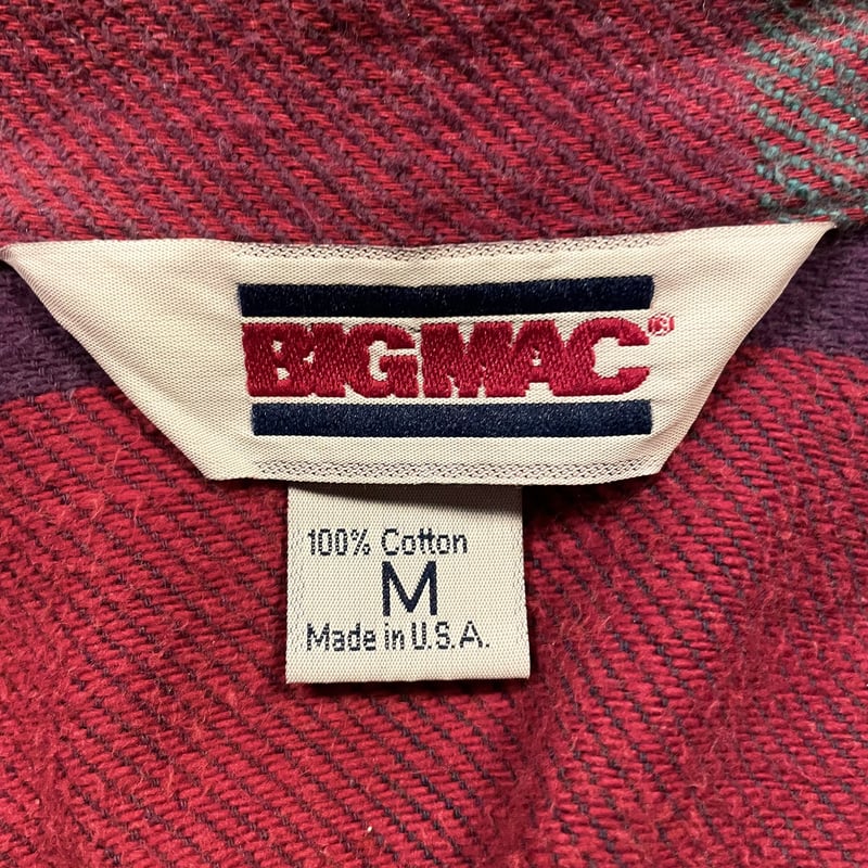 80s BIG MAC ネルシャツ USA製 コットンシャツ チェック柄 (S1870) |