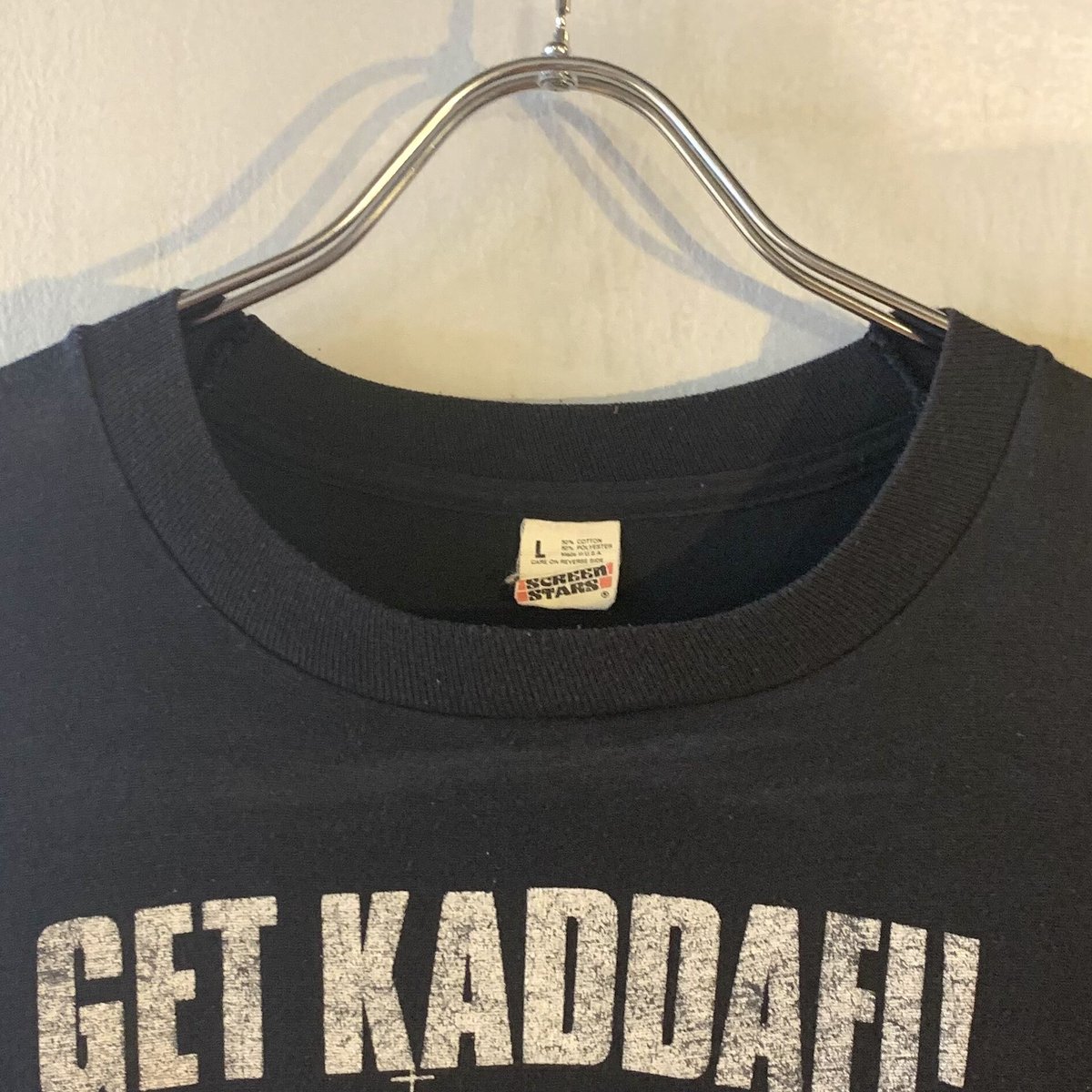 80s SCREENSTARS ショートスリーブTシャツ GET KADDAFI！ メッセージ