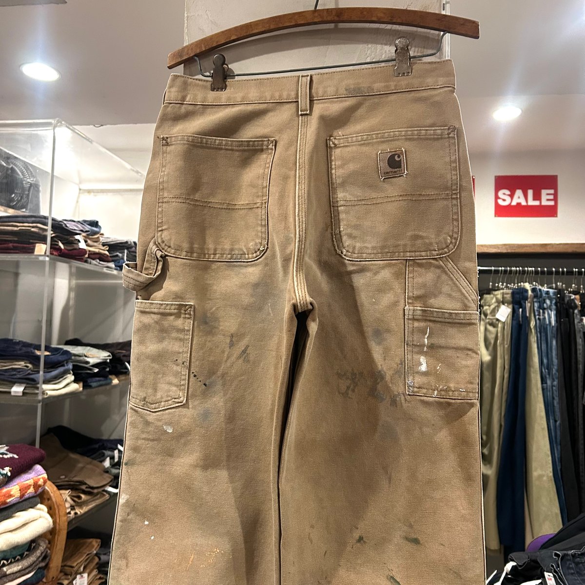 セール‼️Carhartt ダックペインターパンツ 裏地フランネル ペンキ飛び 00s メキシコ製 carharttカーハート ペンキ飛び ダック地