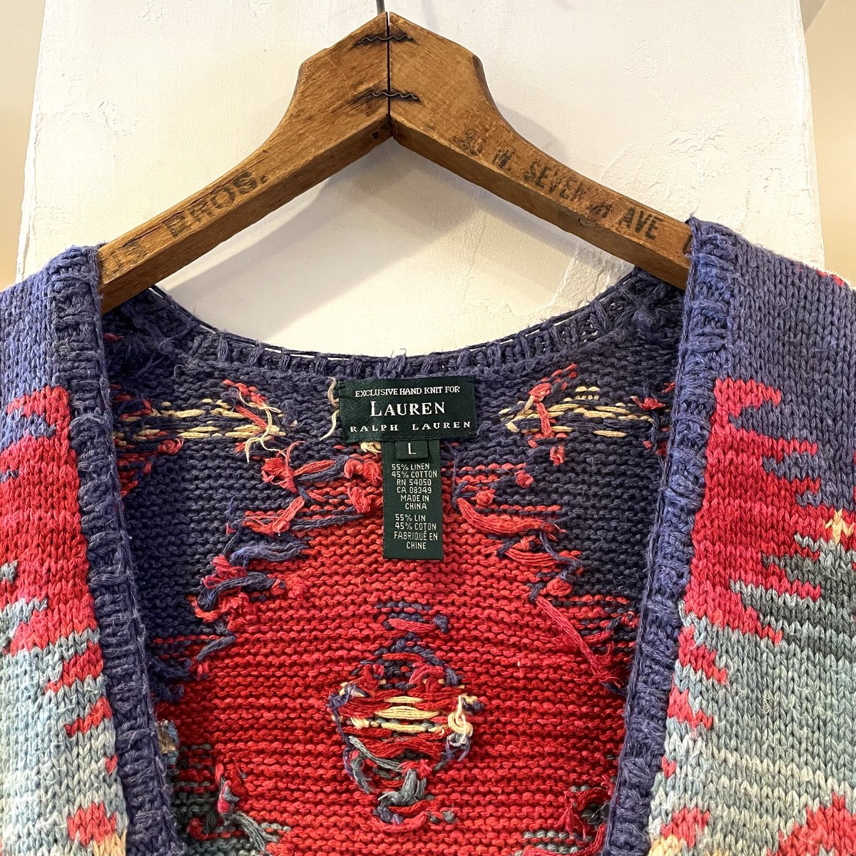 LAUREN RALPH LAUREN 90s ネイティブボーダー柄 ニットベスト LAUREN RALPH LAUREN 90s ネイティブボーダー柄 ニットベスト