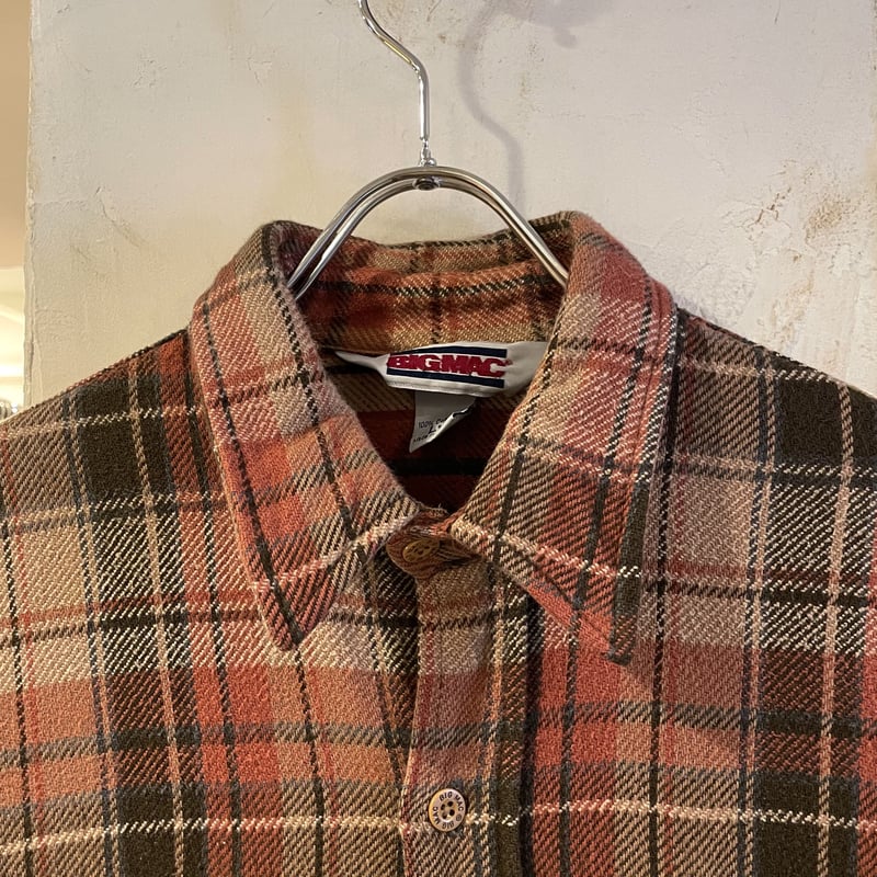 そ*ー様 80s USA製 BIG MAC ネルシャツ ブラウン 好配色 好配色チェック 80s ビンテージ BIG MAC ビッグマック ネルシャツ USA