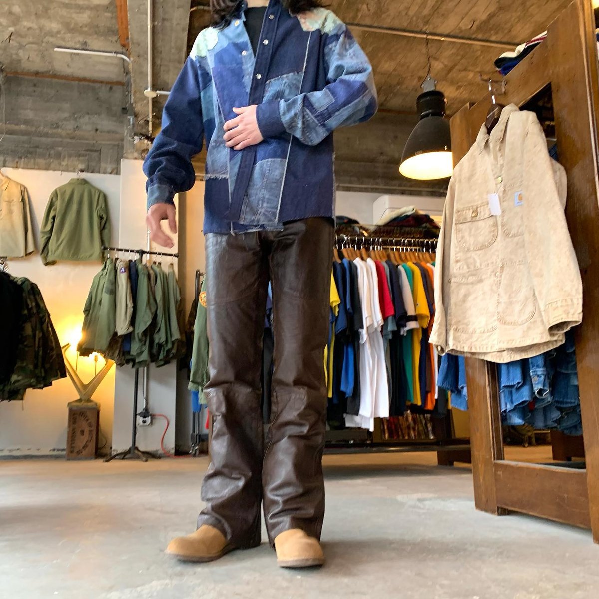 70s KENNINGTON デニム ウエスタンシャツ パッチワーク スナップ 70s KENNINGTON デニム ウエスタンシャツ パッチワーク スナップ