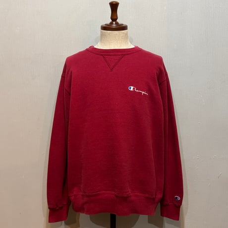90s　Champion　L/S スウェットシャツ　USA製　Size L　ロゴ刺繡　無地　チャンピオン　(S5341)
