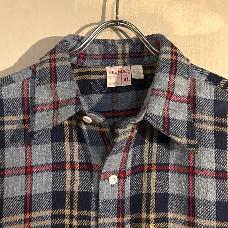 70s BIG MAC L/S ネルシャツ Size M 単色タグ ビッグマック