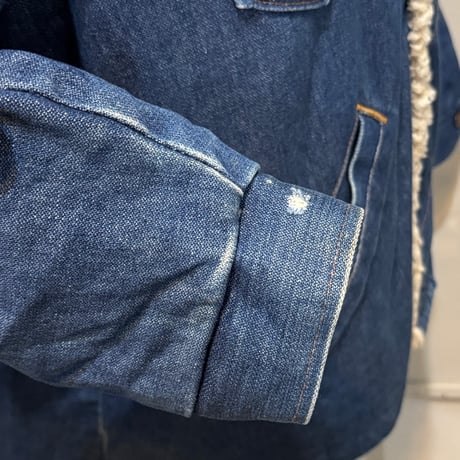 70s　Wrangler　WRANGE COAT　USA製　XL　ランチコート　デニムボアジャケット　ラングラー　(S5112)