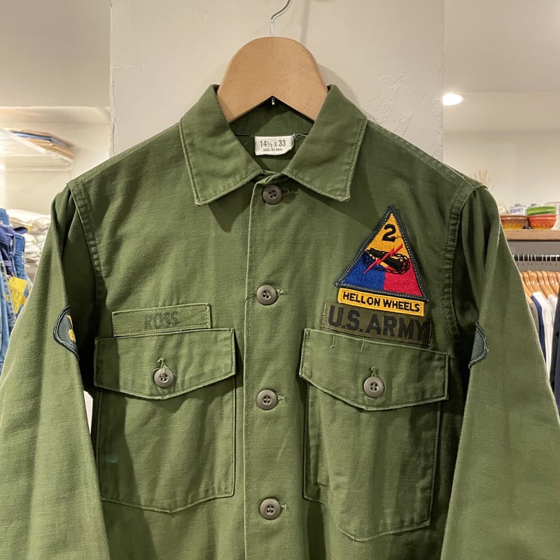 60's ユーティリティシャツ COTTON SATTEN OG107 U.S.ARMY 60〜70年代 USA製 OG-107 ユーティリティシャツ