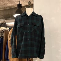 60s　PENDLETON　Vintage Wool Shirt　ペンドルトン　USA製　オープンカラーシャツ　ボックスシルエット　ブラックウォッチ　ウールシャツ　(S3008)