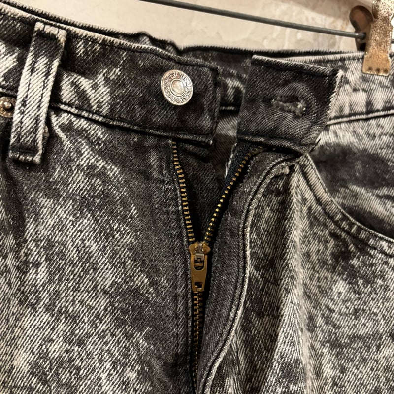 80s Levi's 505 先染め ブラックデニムパンツ ケミカル