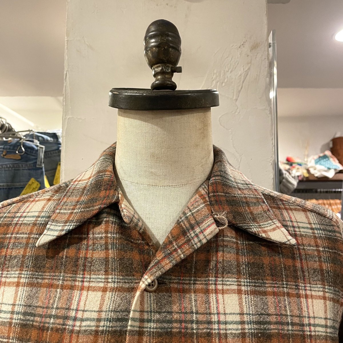 70s PENDLETON Vintage Wool Shirt オープンカラー ボックスシル