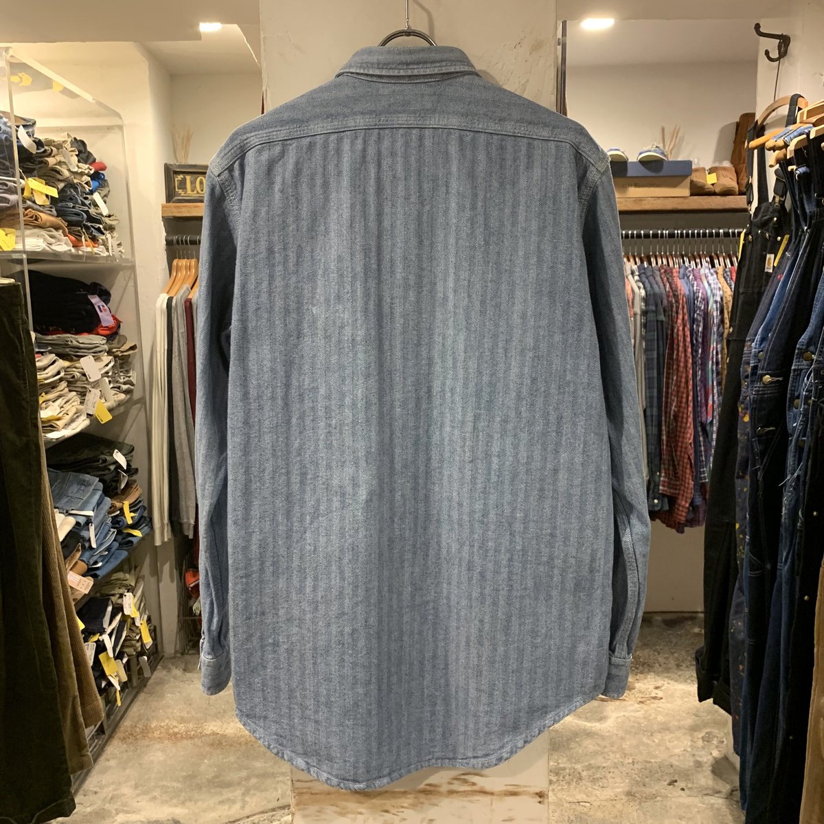 美品 RRL ヘリンボーン オープンカラー ワーク シャツ S ラルフ 生成り 美品 RRL ヘリンボーン オープンカラー ワーク シャツ S ラルフ