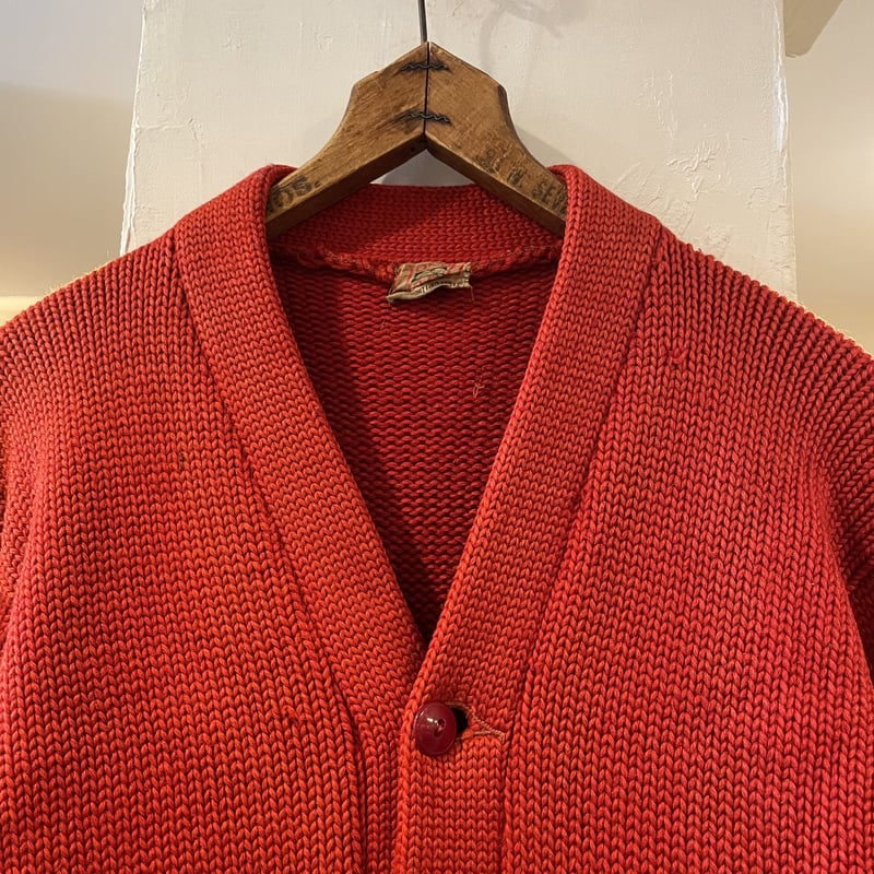 40s~ Lettered Cardigan Red Vintage レタード HONOR KNITTING MILLS 30-40s Vintage Lettered Ca