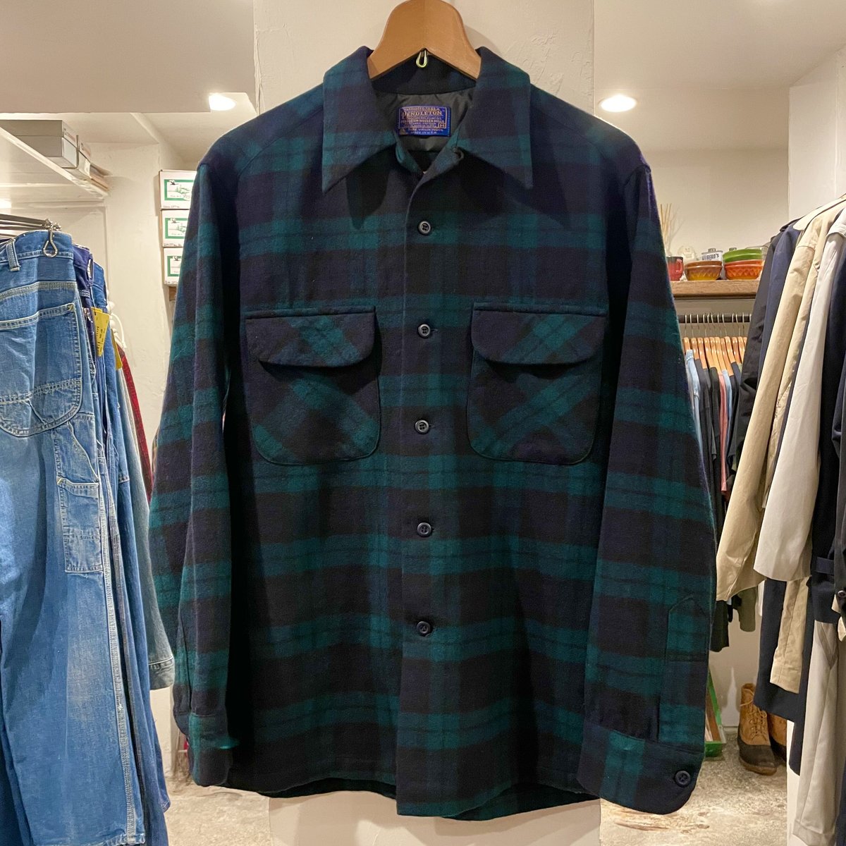 超レアサイズ pendleton ウールチェックシャツ ブラックウォッチ