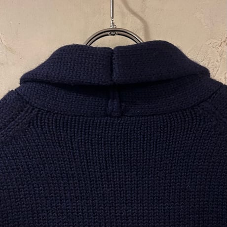 80s　Brooks Brothers　ショールカラーウールセーター　ブルックスブラザーズ　ネイビー　Size M　(S4129)