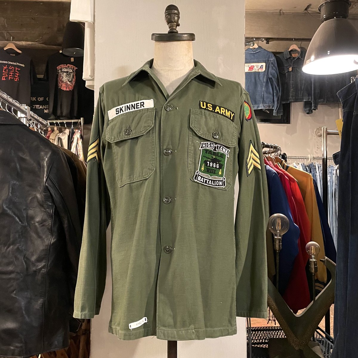 60's ユーティリティシャツ COTTON SATTEN OG107 60s US ARMY ユーティリティシャツ 筒袖 OG 107 COTTON SATTEN