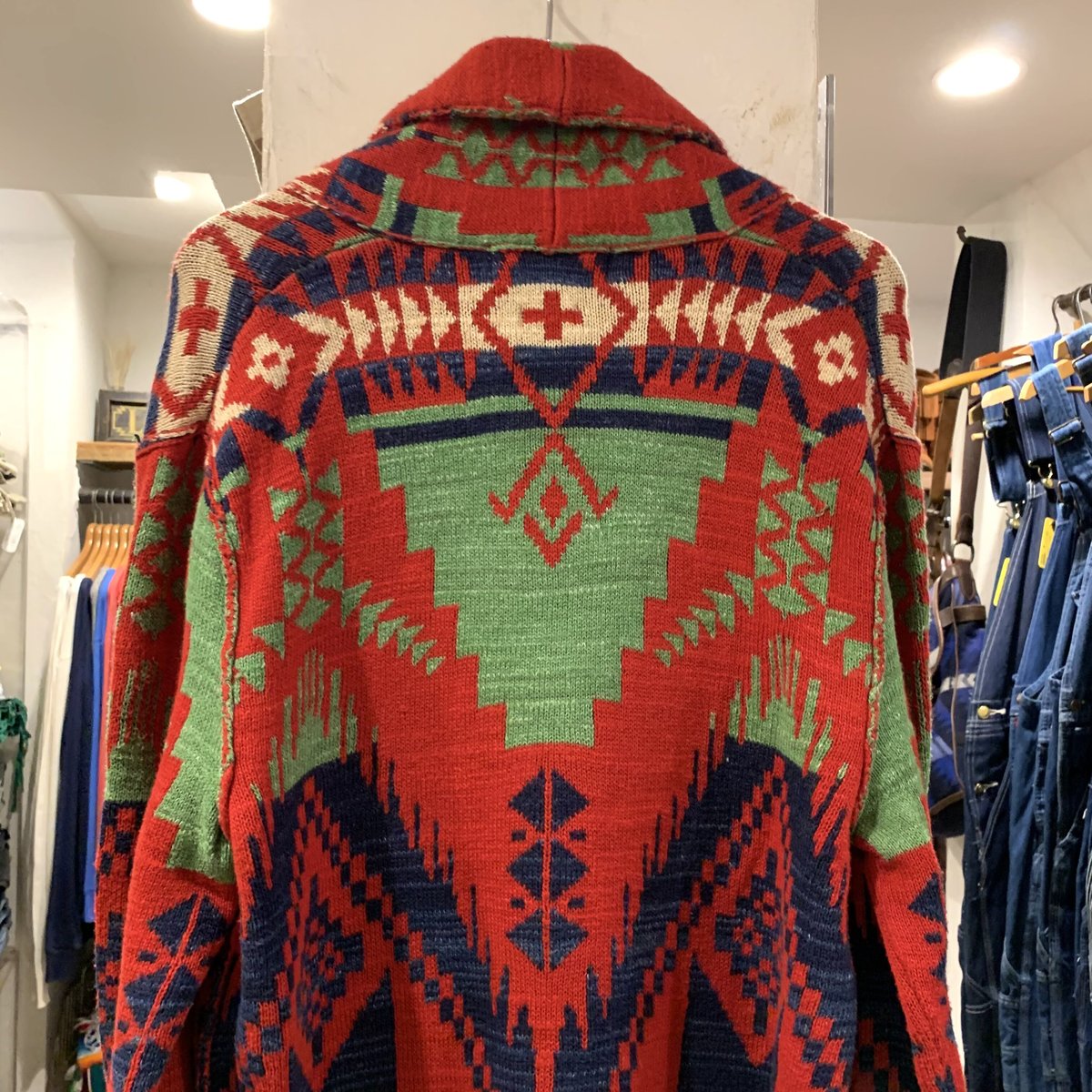 90s Polo by Ralph Lauren ネイティブ柄 ショールカラーニット