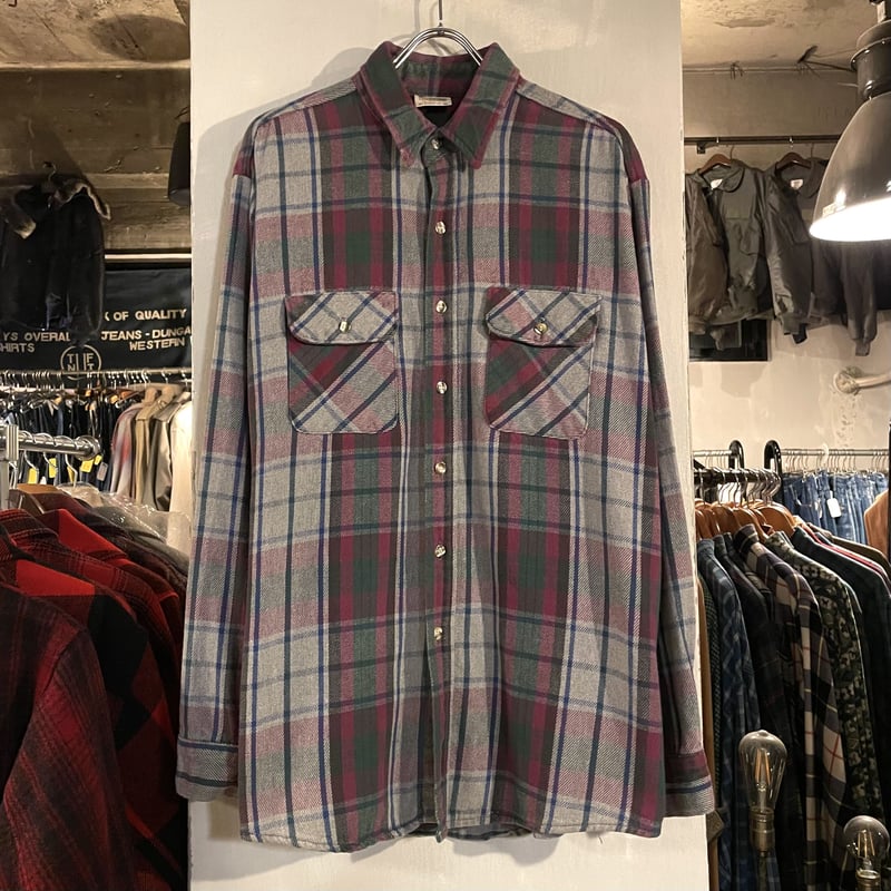 80s five brother ファイブブラザー L ネルシャツ 青黒グレー 80s USA製 DAKOTA FIVE BROTHERファイブブラザー バッファロー
