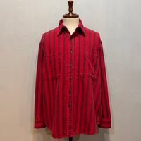 80s　ST JOHN’S BAY　BIG MAC　L/S ネルシャツ　USA製　Size L　セントジョンズベイ　ストライプ　コットンシャツ　(S5191)