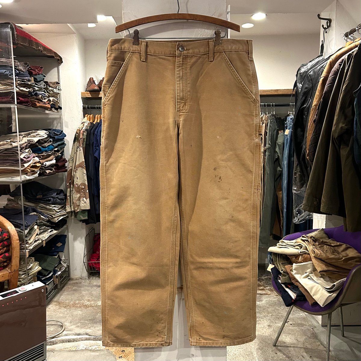 美品】AtLast&Co. ダック地 ワークパンツ ブラウン 32 ATLAST&CO
