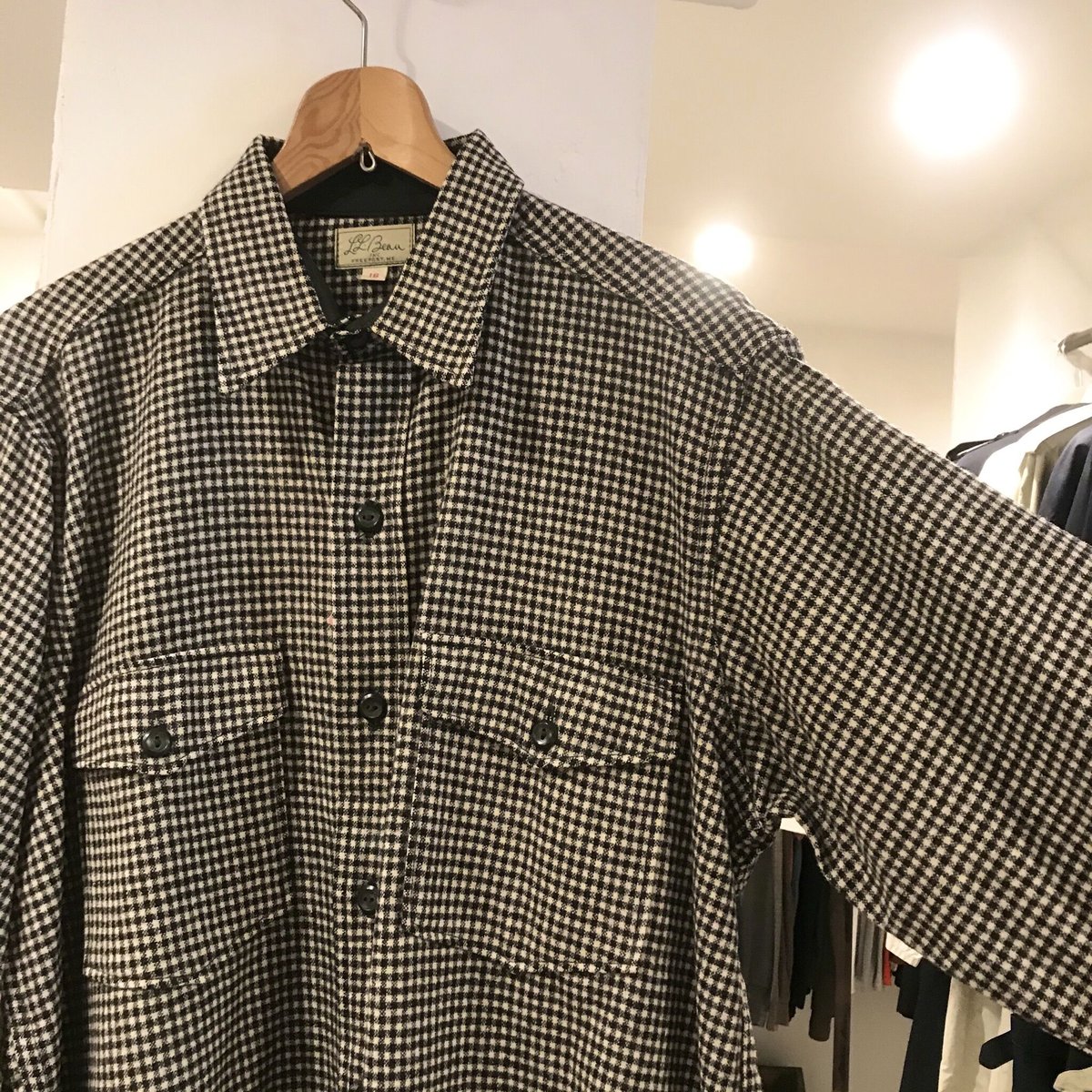 80s L.L.BEAN TRAPPER PULLOVER ネルシャツ グリーン 80s L.L.BEAN TRAPPER PULLOVER ネルシャツ グリーン