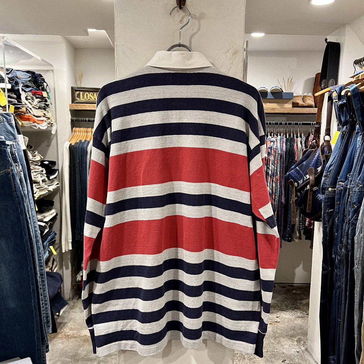 90s LLBean ラガーシャツ エルエルビーン ボーダー柄 USA製 (S3507) |