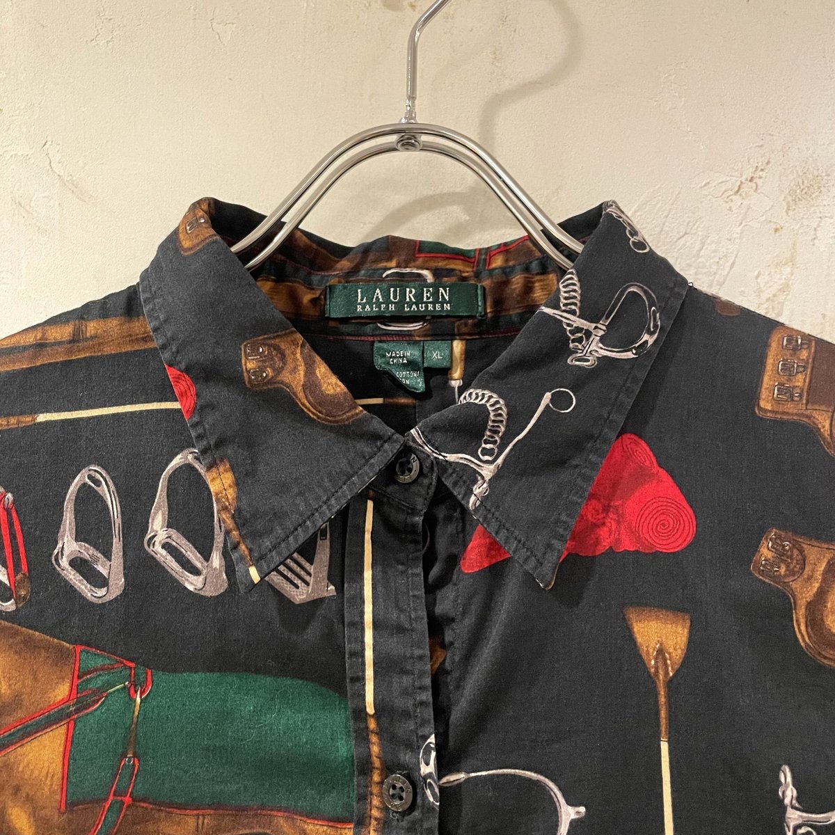 Ralph Lauren　長袖シャツ　ハーフボタン　総柄　ホース　乗馬 Ralph Lauren 長袖シャツ ハーフボタン 総柄 ホース 乗馬 - メルカリ