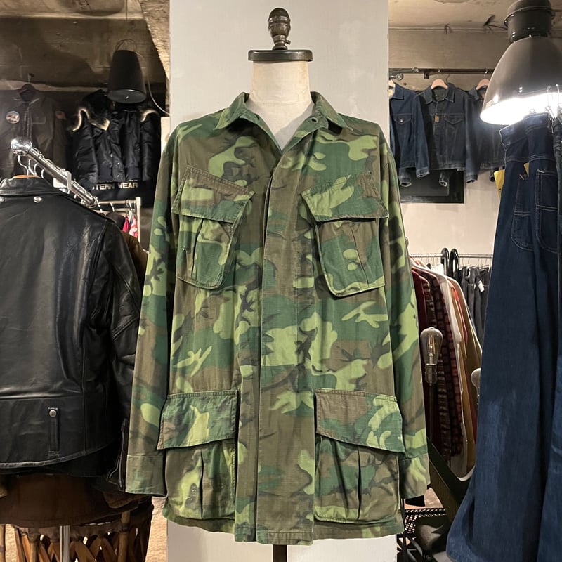 60s ERDL グリーンリーフ ジャングルファティーグジャケット M-S ？ S-L】U.S.Army 60's Jungle Fatigue Jacket ERDL 
