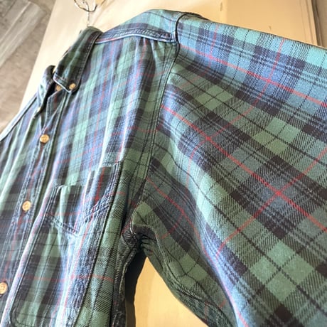 90s　L.L.Bean　L/S ボタンダウンシャツ　USA製　ロングスリーブ　エルエルビーン　コットンシャツ　チェック柄　(S2905)