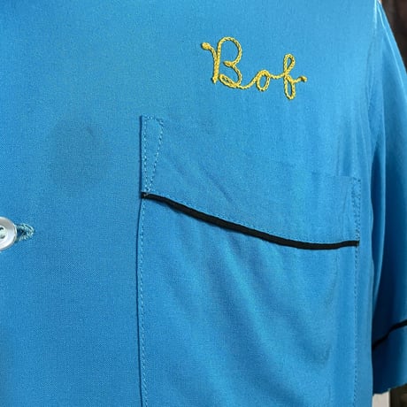 60s　Hilton　Vintage Bowling Shirt　ボウリングシャツ　チェーンステッチ刺繍　USA製　ヒルトン　(S2553)