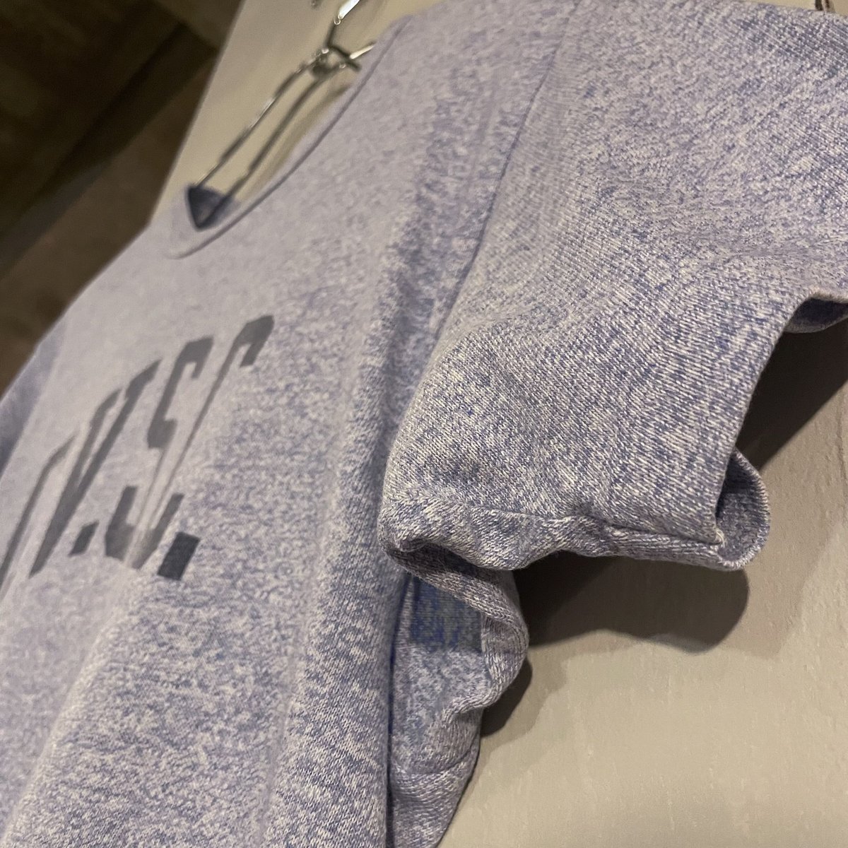 70s champion バータグ　青霜降り　size L 70's バータグ チャンピオン ''U.S.N.A.'' 染み込み 青霜降りT