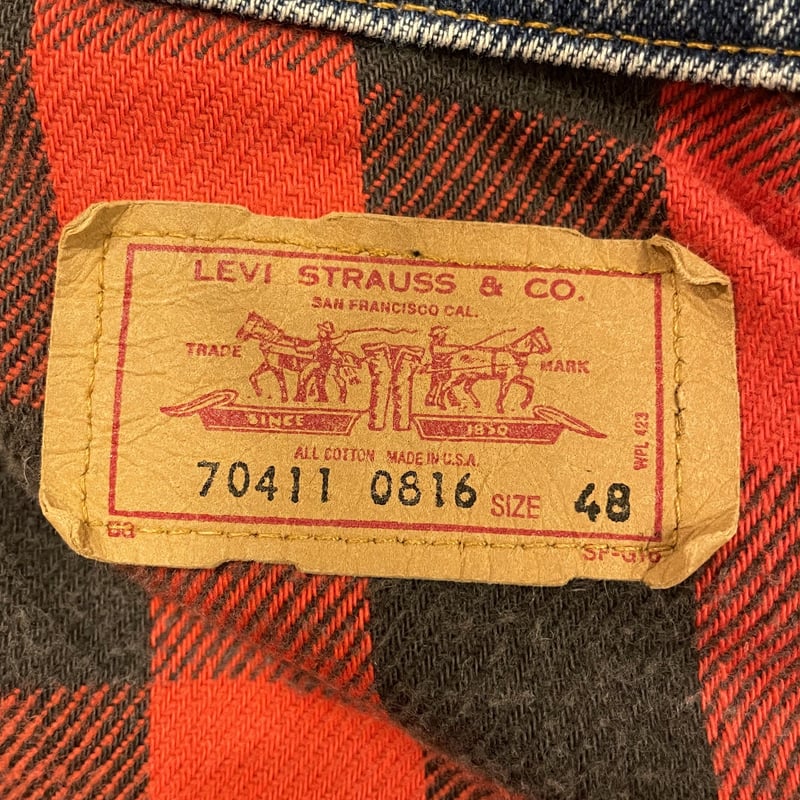 Levis 70411-0816 80s USA製 デニムジャケット ネル生地ライナー リーバ