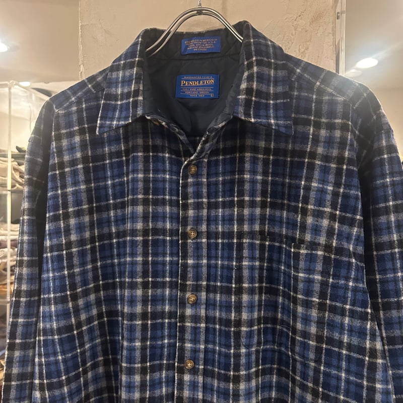 PENDLETON ウールチェックシャツ ペンドルトン 寒色系 Size L (S3937)