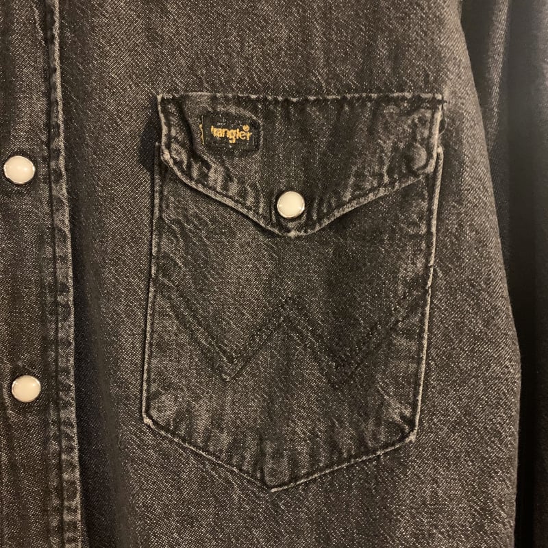 90s Wrangler ブラックデニム ウエスタンシャツ スナップボタン 雰囲気