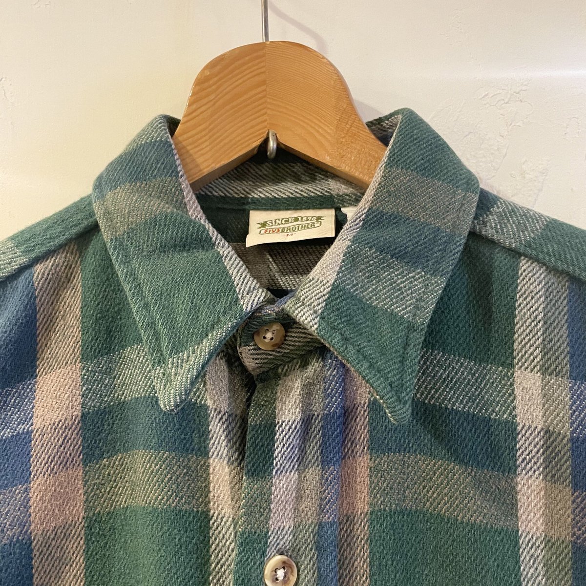 FIVE BROTHER 90s チェック柄 グリーン系 フランネルシャツ ファイブ