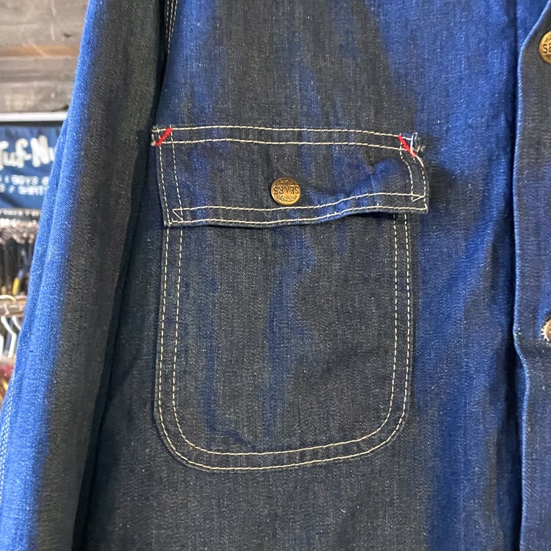 70s Sears デニム カバーオール ブランケットライナー 濃紺