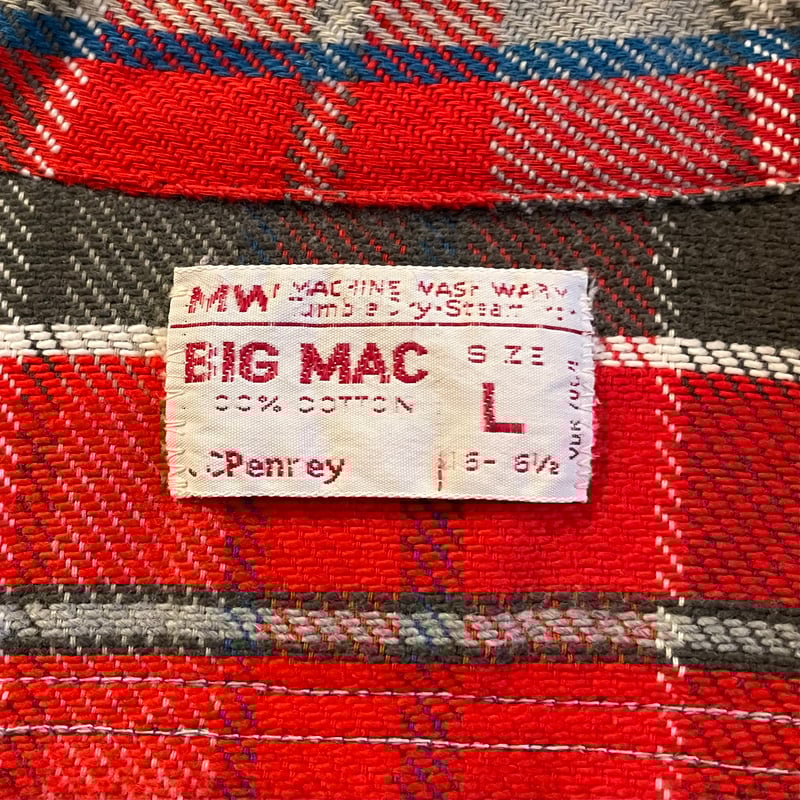 70s BIG MAC L/S ネルシャツ USA製 Size L コットンシャツ ビッグマッ