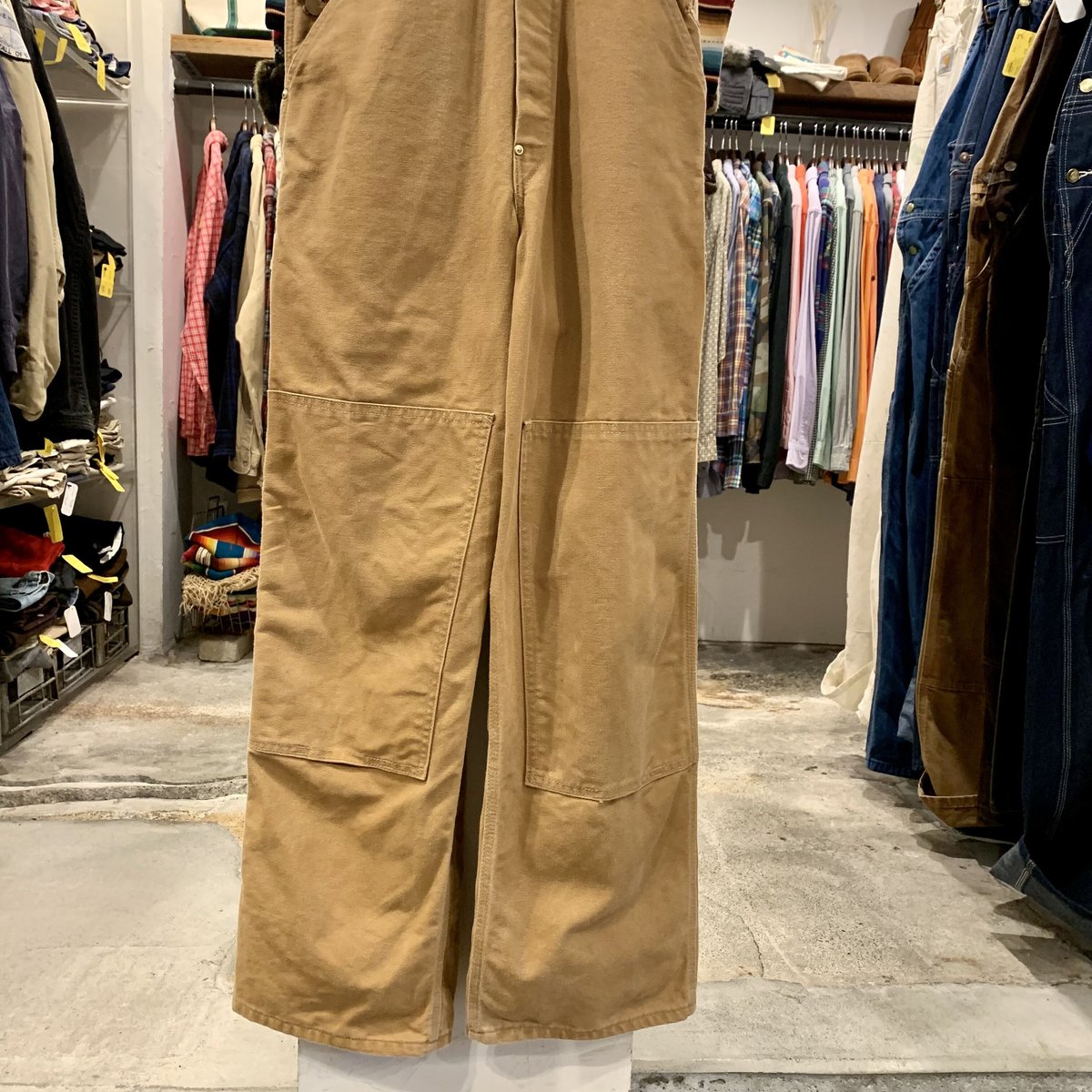 90s Carhartt ダック地 オーバーオール ダブルニー カーハート (S2187