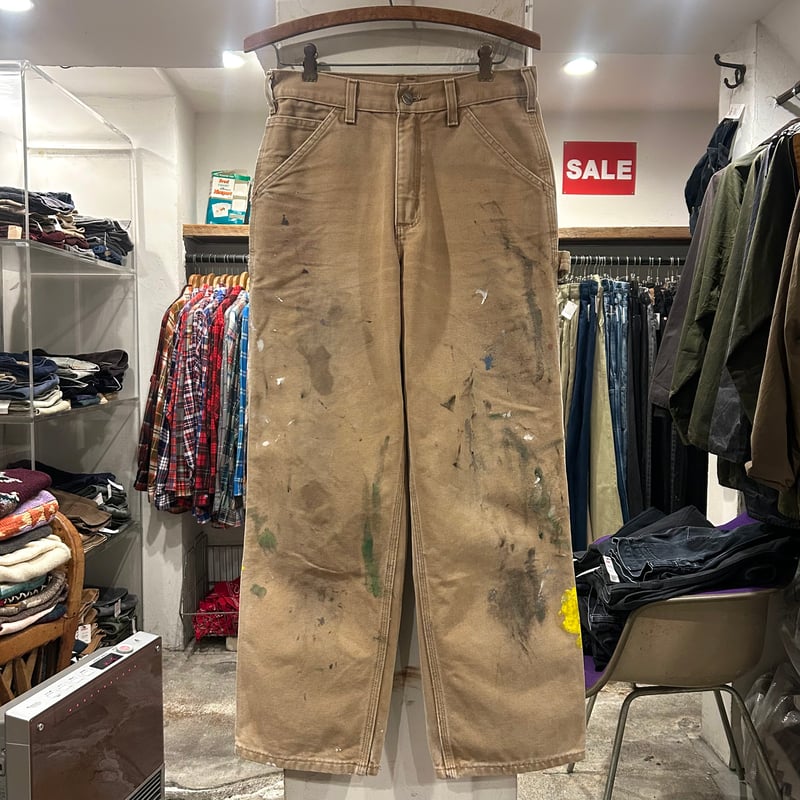 セール‼️Carhartt ダックペインターパンツ 裏地フランネル ペンキ飛び メキシコ製 carharttカーハート ペンキ飛び ダック地 ペインター