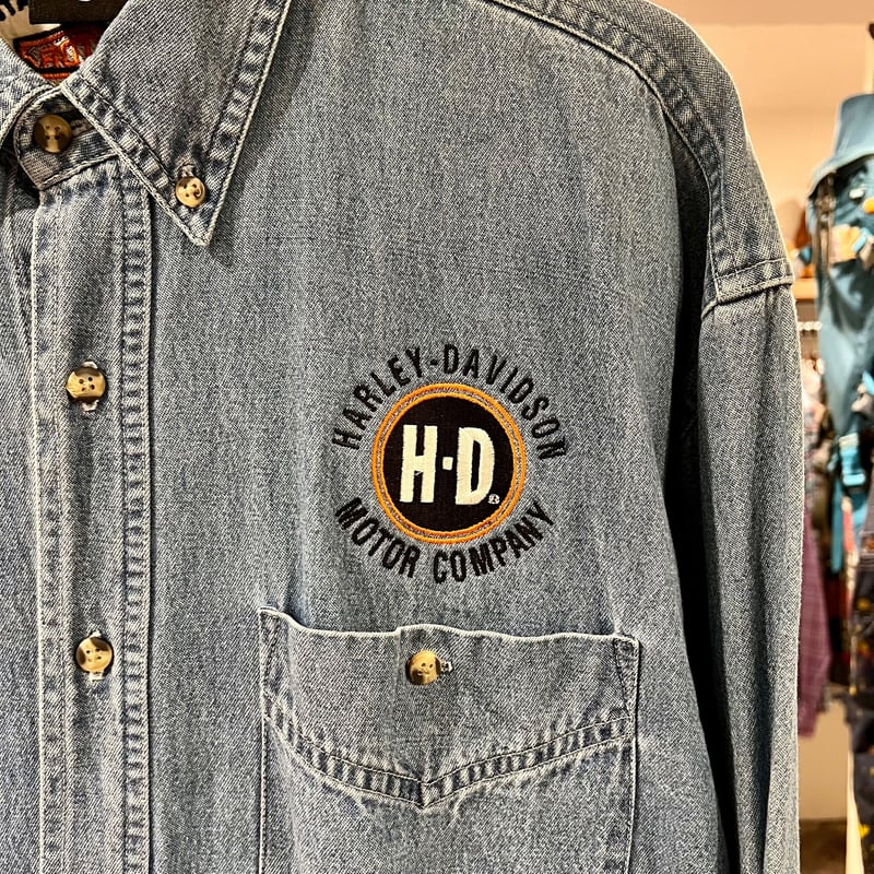 Harley Davidson L/Sデニムシャツ ハーレーダビッドソン ワッペン