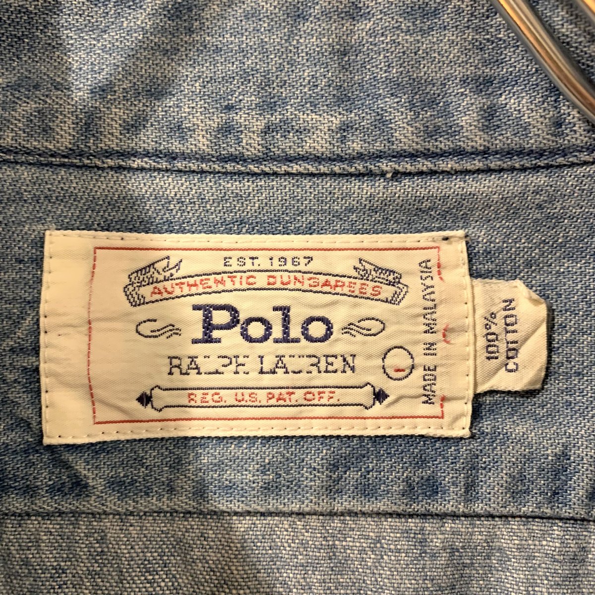 80s POLO RALPH LAUREN L/S デニムシャツ 白タグ ラルフローレン 80s POLO RALPH LAUREN L/S デニムシャツ 白タグ ラルフローレン