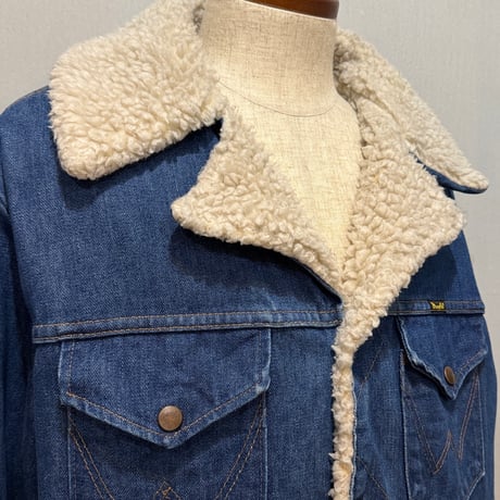 70s　Wrangler　WRANGE COAT　USA製　XL　ランチコート　デニムボアジャケット　ラングラー　(S5112)