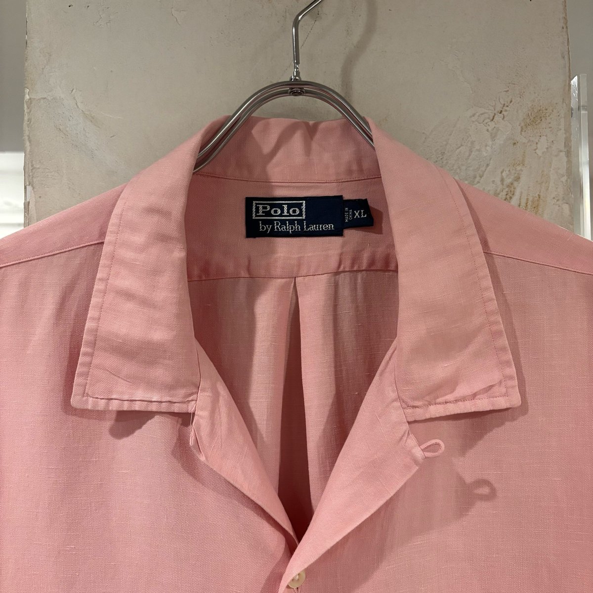 POLO Ralph Lauren 開襟シャツ L リネン シルク ピンク　赤 POLO Ralph Lauren 開襟シャツ L リネン シルク ピンク 赤