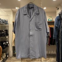 90s　Polo by Ralph Lauren　CALDWELL　S/Sオープンカラーシャツ　ラルフローレン　Size XL　半袖シャツ　ブルー系　シルク×リネン　(S4589)