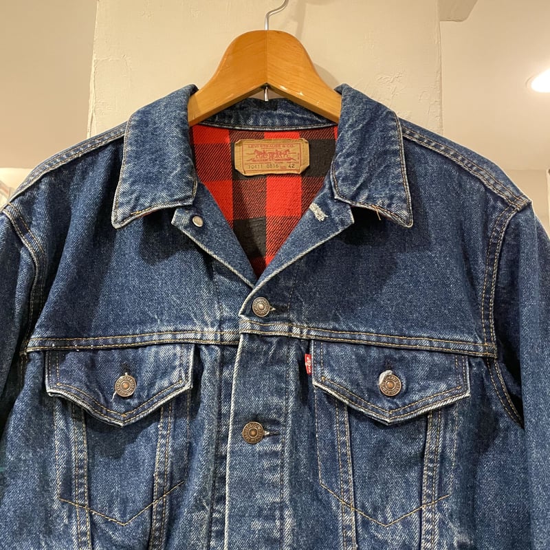 Levis 70411-0816 80s USA製 ネル生地ライナー デニムジャケット リーバ...