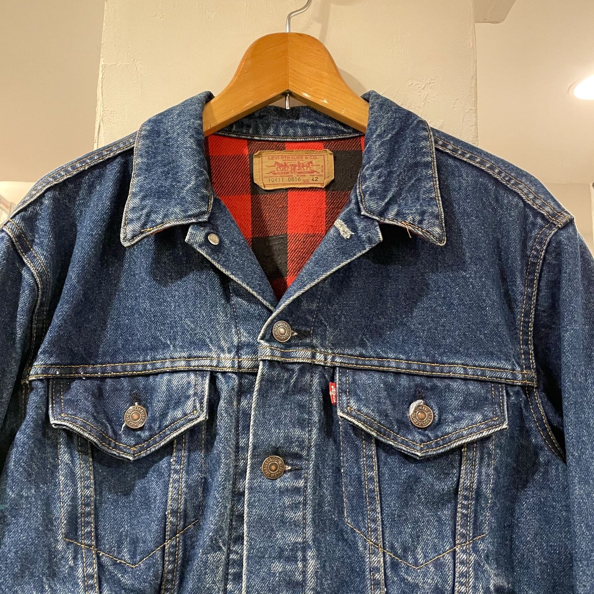 Levis 70411-0816 80s USA製 ネル生地ライナー デニムジャケット Levis 70411-0816 80s USA製 ネル生地ライナー デニムジャケット