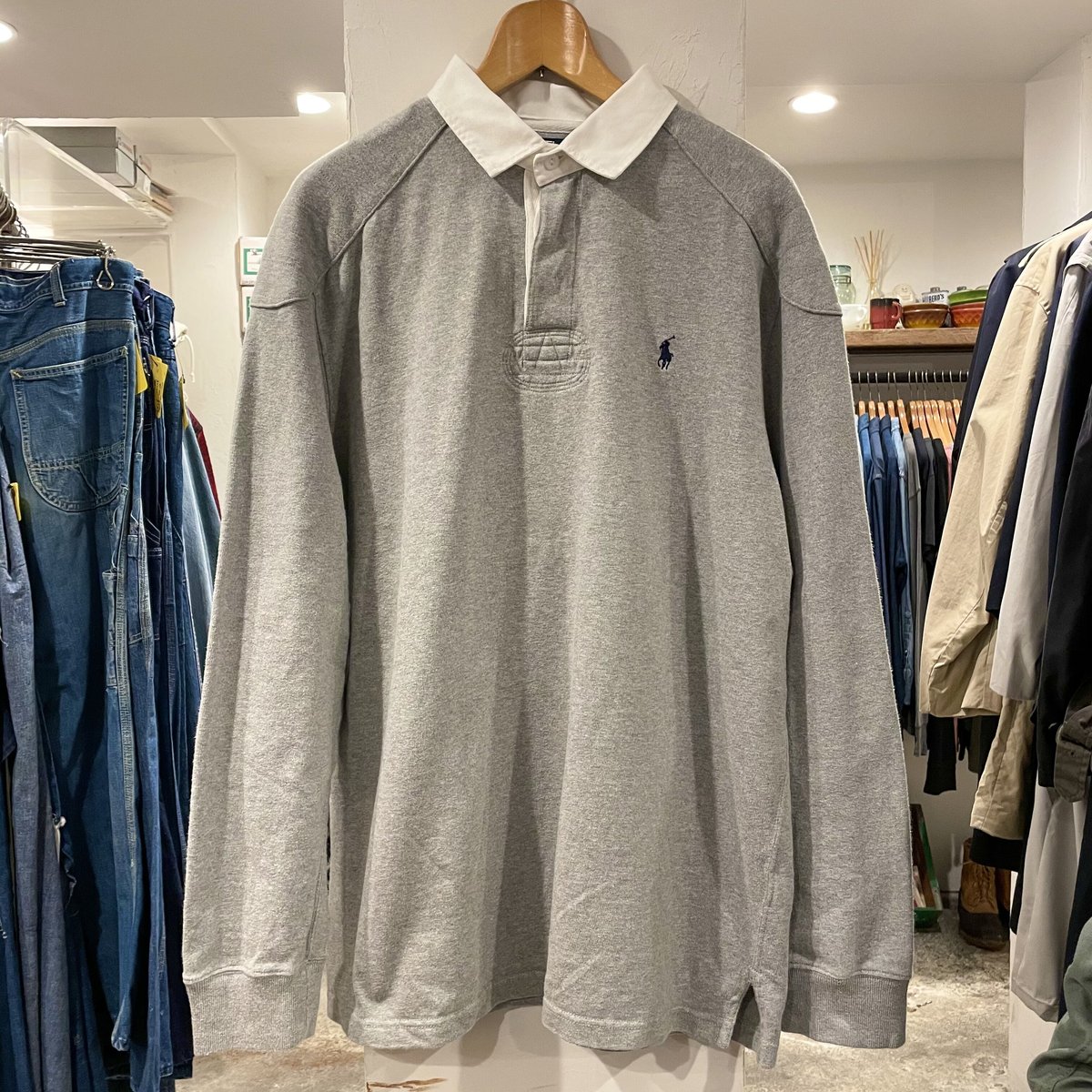 Ralph Lauren ラグビーシャツ エルボーパッチ グレー ラルフ