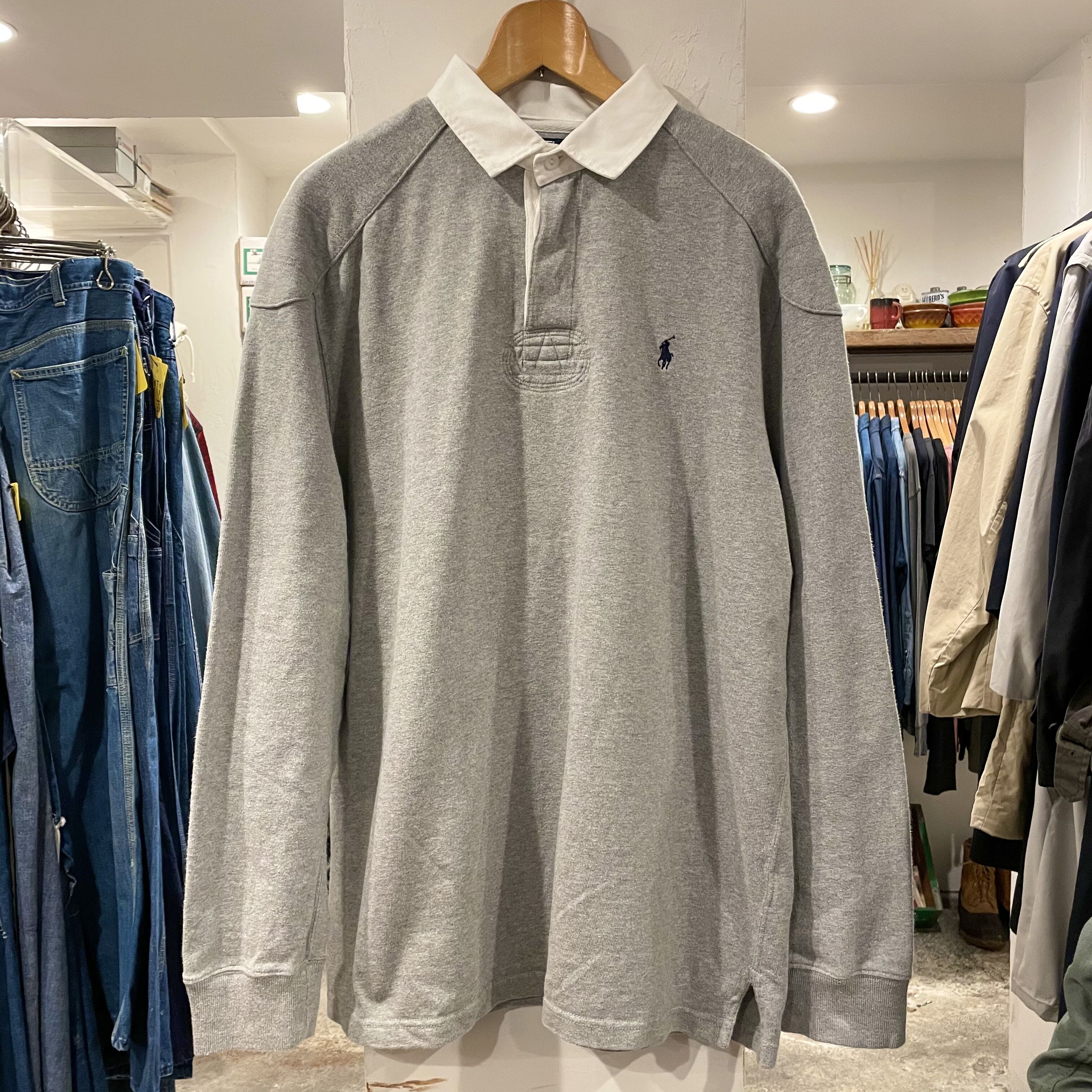 Ralph Lauren ラグビーシャツ エルボーパッチ グレー ラルフローレン
