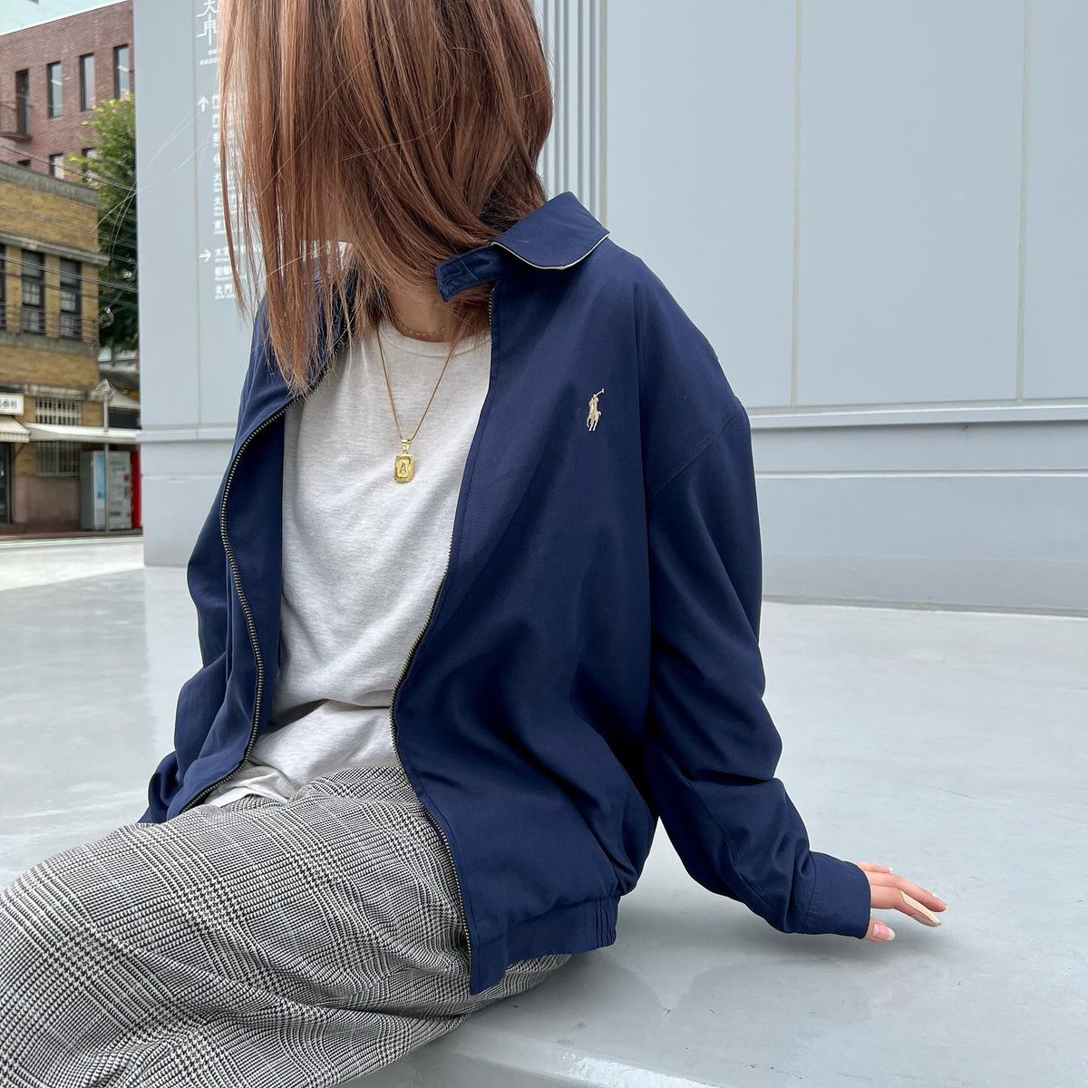 Ralph Lauren スウィングトップ ナス紺 フェード チェック XL Ralph Lauren スウィングトップ ナス紺 フェード チェック XL 90s