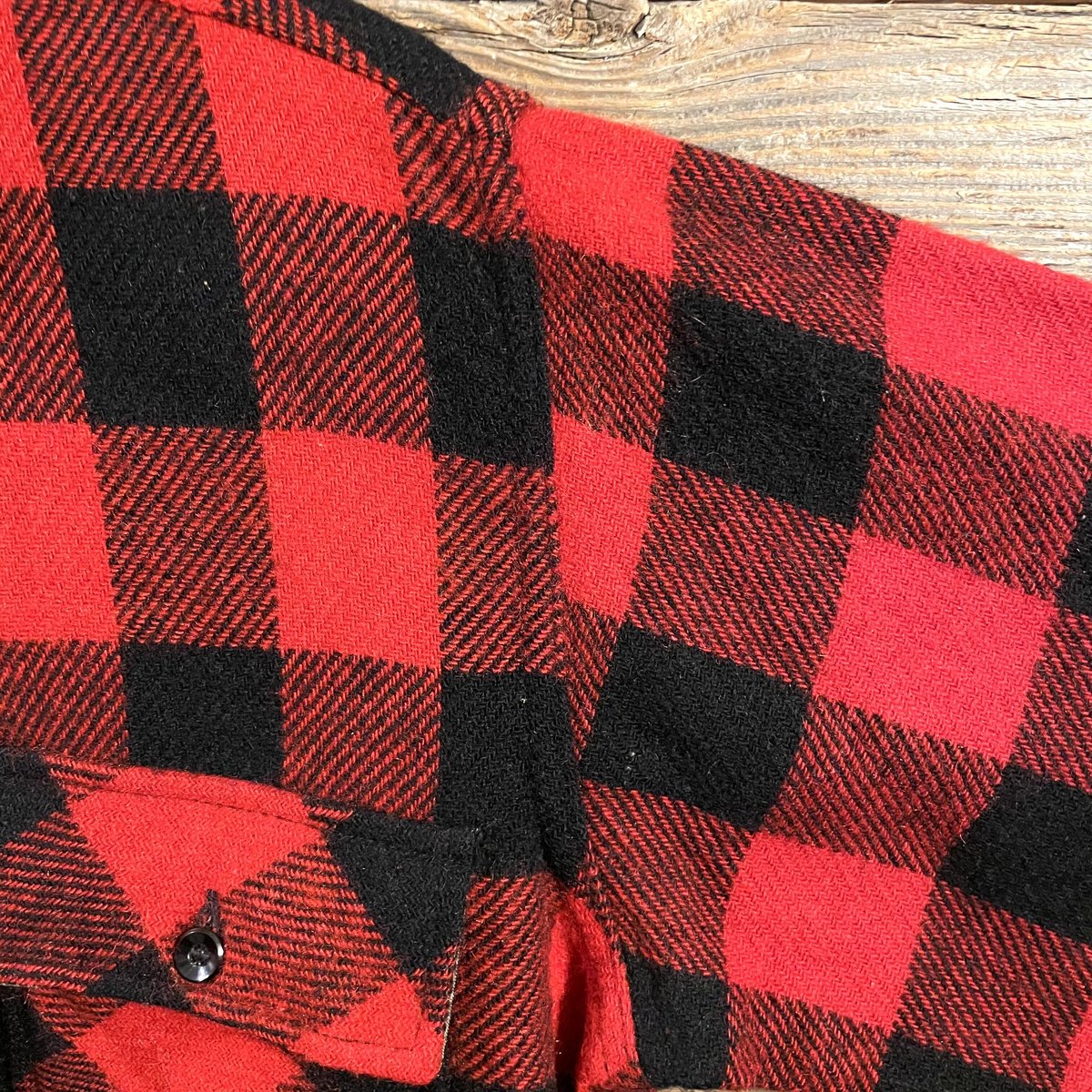 Sears 60s USA製 ウールシャツ マチ付き バッファローチェック 赤ｘ黒 