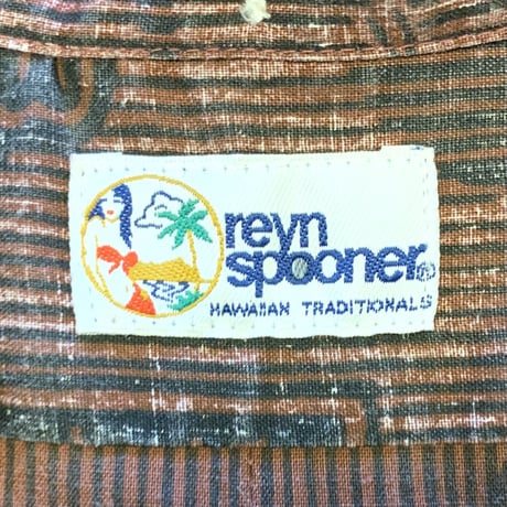 90s　reyn spooner　ハワイアンシャツ　ショートスリーブ　USA製　ボタンダウン　プルオーバー　レインスプーナー　(S2241)